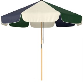Outsunny Umbrelă de Grădină cu Frânghie Protecție Solară UPF30+ Stil Retro Efect Lemn cu Volane Înclinabilă Ø 226 cm Crem și Verde | Aosom Romania
