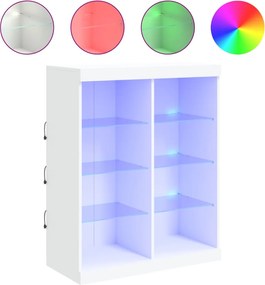 vidaXL Servantă cu lumini LED, alb, 81x37x100 cm