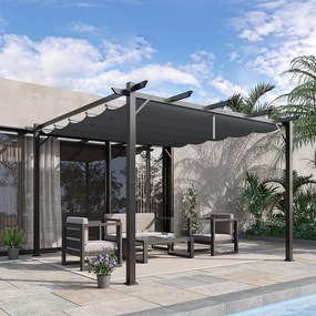 Pergolă pavilion Outsunny cu acoperiș culisant pentru terasă de grădină Alu Gri cărbune+Gri închis 3x3x2,23 m | Aosom Romania