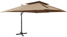 vidaXL Umbrelă în consolă cu înveliș dublu, taupe, 400x300 cm