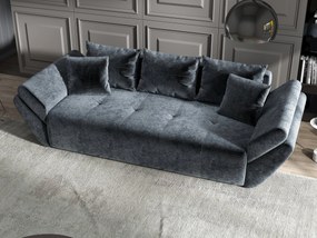 Canapea extensibilă dumonde cu ladă de depozitare si sezut confortabil din spuma high-density, Berlin Euphoria Grafit 250x100 cm