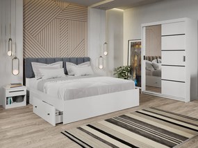 Set mobila dormitor 4 piese Zeno Alb cu oglinda C32