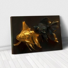 Tablou Canvas - Black  Gold Fish 70 x 110 cm