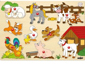Woody Puzzle pe tablă Animale la fermă