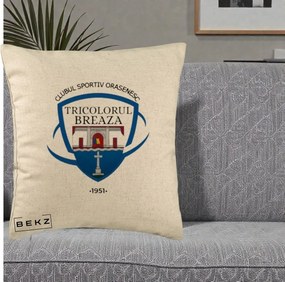 Perna Personalizata CSO Tricolorul Breaza 1951, 40x40 cm, Bej, Husa Detasabila, Perna Inclusa, BEKZ®