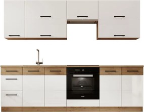 Set mobilier de bucătărie „Vika - Alb lucios”, ADRK Furniture (Lungime: 260 cm)