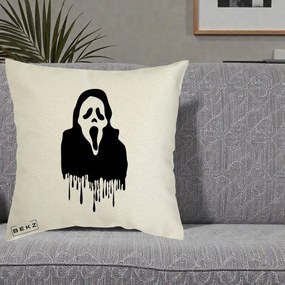 Perna Personalizata Halloween Ghostface Scream Picurand, 40x40 cm, Ecru, Husa Detasabila, Perna Inclusa, BEKZ®