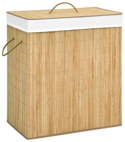 Cos de rufe din bambus, 100 L 1, Maro deschis, 52 x 32 x 62.5 cm