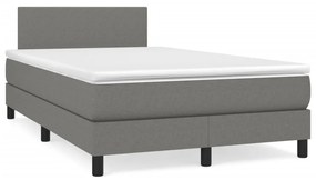 vidaXL Pat box spring cu saltea, gri închis, 120x190 cm, textil