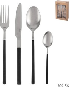 Tacâmuri negre-argintii din oțel inoxidabil 24 buc. Skandi – Orion