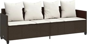 vidaXL Șezlong cu perne, maro, poliratan