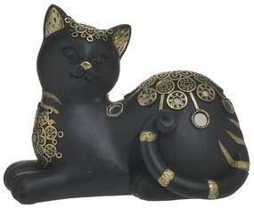 Pisica decor din rasina Black Gold 19 cm x 14 cm