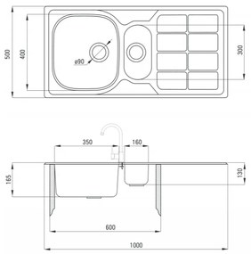 Chiuveta bucatarie doua cuve inox crom satin Deante Soul SATIN