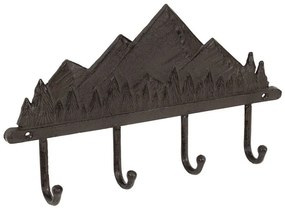 Cuier din fonta, negru, 4 agatatoare, Montagne Brown
