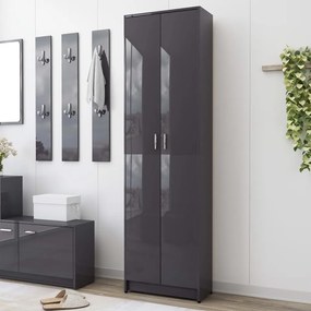 802857 vidaXL Șifonier de hol, gri extralucios, 55x25x189 cm, PAL