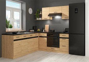 Set bucatarie JUNONA LINE, stejar, PAL, 200x220 cm, dreapta, cu blat n