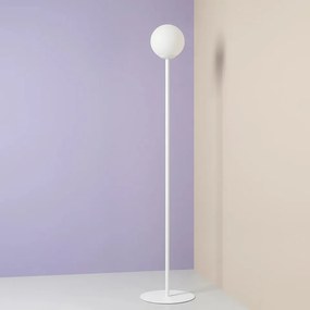 Lampadar modern alb cu glob de sticla Pinne