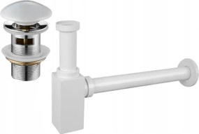 Mexen sifon parțial lavoar pătrat cu dop ceramic clic-clac, cu preaplin, alb - 7992060-25