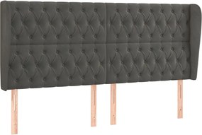 vidaXL Tăblie de pat cu aripioare gri închis 183x23x118/128 cm catifea