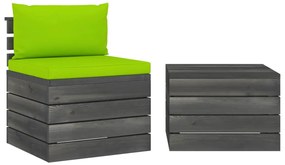 Set mobilier gradina din paleti, 2 piese, cu perne, lemn de pin Verde, 2, verde aprins, Da