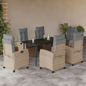 vidaXL Set mobilier pentru grădină, 7 piese, cu perne, bej, poliratan