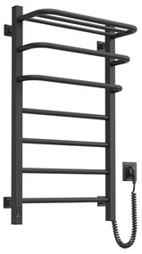 Radiator electric de baie cu termostat FORTIS 350W/230V 80,6 cm IP44 negru dreapta