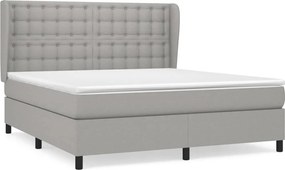 vidaXL Pat continental cu saltea, gri deschis, 160x200 cm, textil