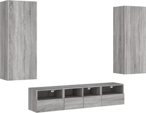 vidaXL Unități TV de perete, 5 piese, gri sonoma, lemn prelucrat