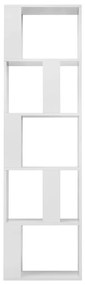 Bibliotecă/separator cameră, alb extralucios, 45x24x159cm, pal
