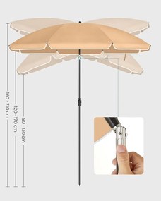 Umbrelă SOLARA, Ø160 cm, maro deschis (taupe) SongmicsHome