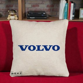 Perna Personalizata cu emblema Volvo, 40x40 cm, Bej Canapea, Husa Detasabila, Perna Inclusa, BEKZ®