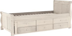 Pat cu pat suplimentar, alb antic, 90x200, ANTIKO