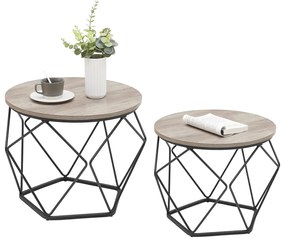 Set 2 masute de cafea , cu blat detasabil , gri-negru