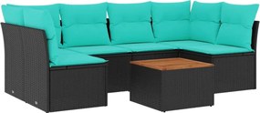 vidaXL Set canapele de grădină cu perne, 7 piese, negru, poliratan