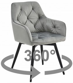 Scaun de masa rotativ JORK360 VELVET, gri deschis