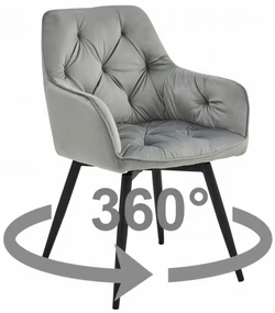 Scaun de masa rotativ JORK360 VELVET, gri deschis