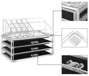 Organizator cosmetice machiaj, Songmics, Transparent, 23.8x15.3x18.8 cm