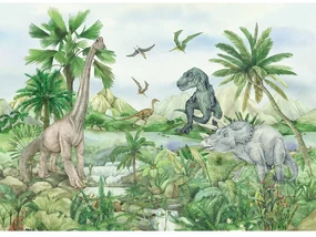 Fototapetă pentru copii Colourful Dino 252 x 182cm, 4 părți