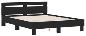 3207414 vidaXL Cadru de pat cu tăblie, negru, 150x200 cm, lemn prelucrat