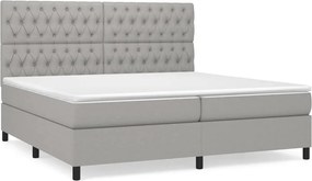 vidaXL Pat box spring cu saltea, gri deschis, 200x200 cm, textil