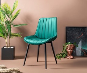 Set 2 scaune haaus Venus, Verde/Negru, textil, picioare metalice