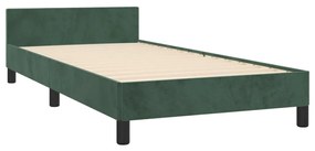 Cadru de pat cu tablie, verde inchis, 90x190 cm, catifea Verde inchis, 90 x 190 cm, Culoare unica si cuie de tapiterie