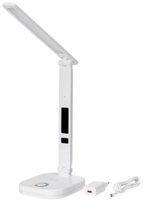 Lampă LED RGBW cu încărcare wireless, afișaj și port USB MAGNUS, LED/6W/5V, 3000–6500K, albă