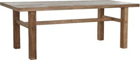 Masă dining din lemn masiv de tec reciclat, natur, 10 locuri, cu picioare masive, 78 x 220 x 90 cm, „Rusti”