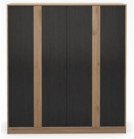 Șifonier negru/în culoare naturală cu aspect de lemn de stejar 180x197,5x53 cm Dennis – Marckeric