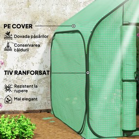 Outsunny Seră pentru Grădină cu Intrare cu Fermoar din Oțel și PE, 150x148x148 cm, Verde | Aosom Romania