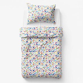 Goldea lenjerie de pat pentru copii din 100% bumbac - puncte colorate 140 x 200 și 50 x 70 cm