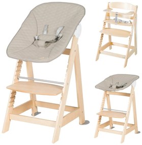 Scaun de masă pentru bebe bej/în culoare naturală Born Up 2in1 Luxe – Roba