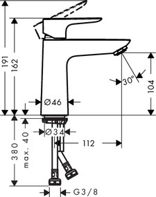 Baterie lavoar Hansgrohe Talis E 110 cu ventil  click-clack , crom - 71711000