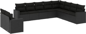 vidaXL Set canapele de grădină cu perne, 10 piese, negru, poliratan